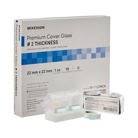 Mckesson Premium No. 2 Thickness Cover Glass, 22 x 22 mm, 1oz Pack, 10PK 70-1122MCK